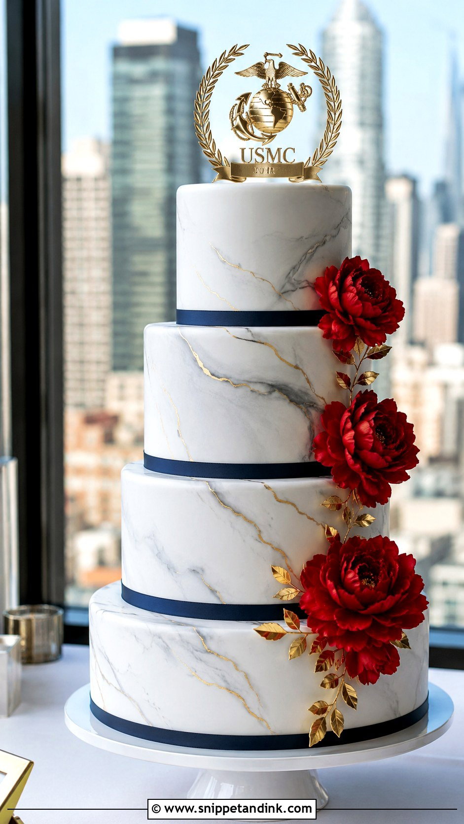 Marine Corps Wedding Cake With Marble - Snippet and Ink - 25 Marine Corps Wedding Cake Ideas