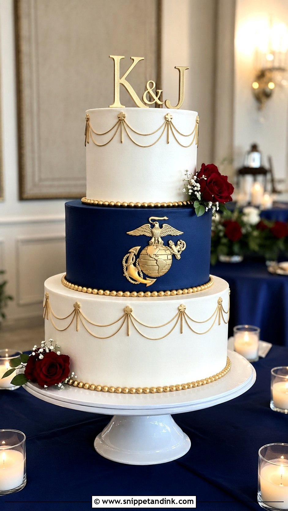 Marine Corps Wedding Cake With Navy Blue - Snippet and Ink - 25 Marine Corps Wedding Cake Ideas