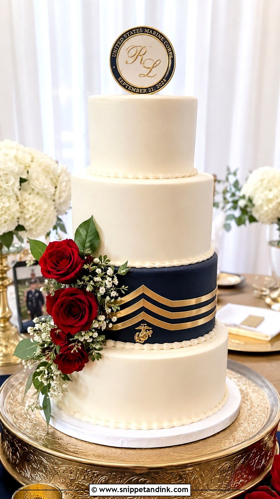 Marine Corps Wedding Cake With Rank Stripes - Snippet and Ink - 25 Marine Corps Wedding Cake Ideas