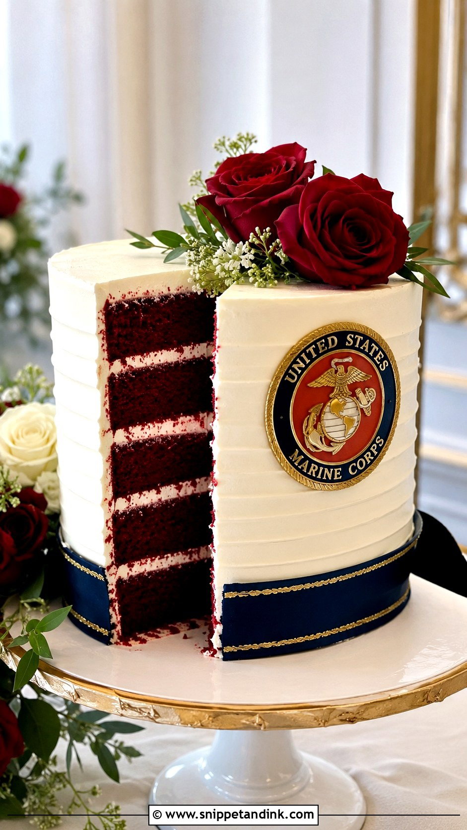 Marine Corps Wedding Cake With Red Velvet - Snippet and Ink - 25 Marine Corps Wedding Cake Ideas