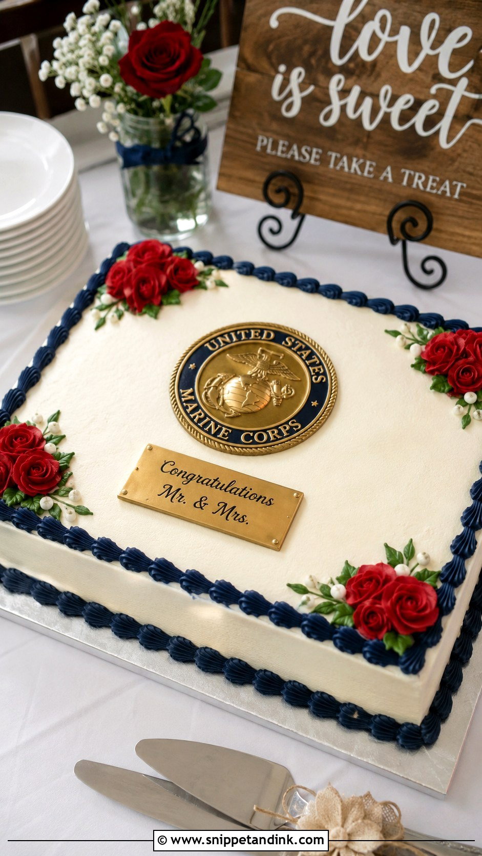 Marine Corps Wedding Cake With Sheet Cake - Snippet and Ink - 25 Marine Corps Wedding Cake Ideas