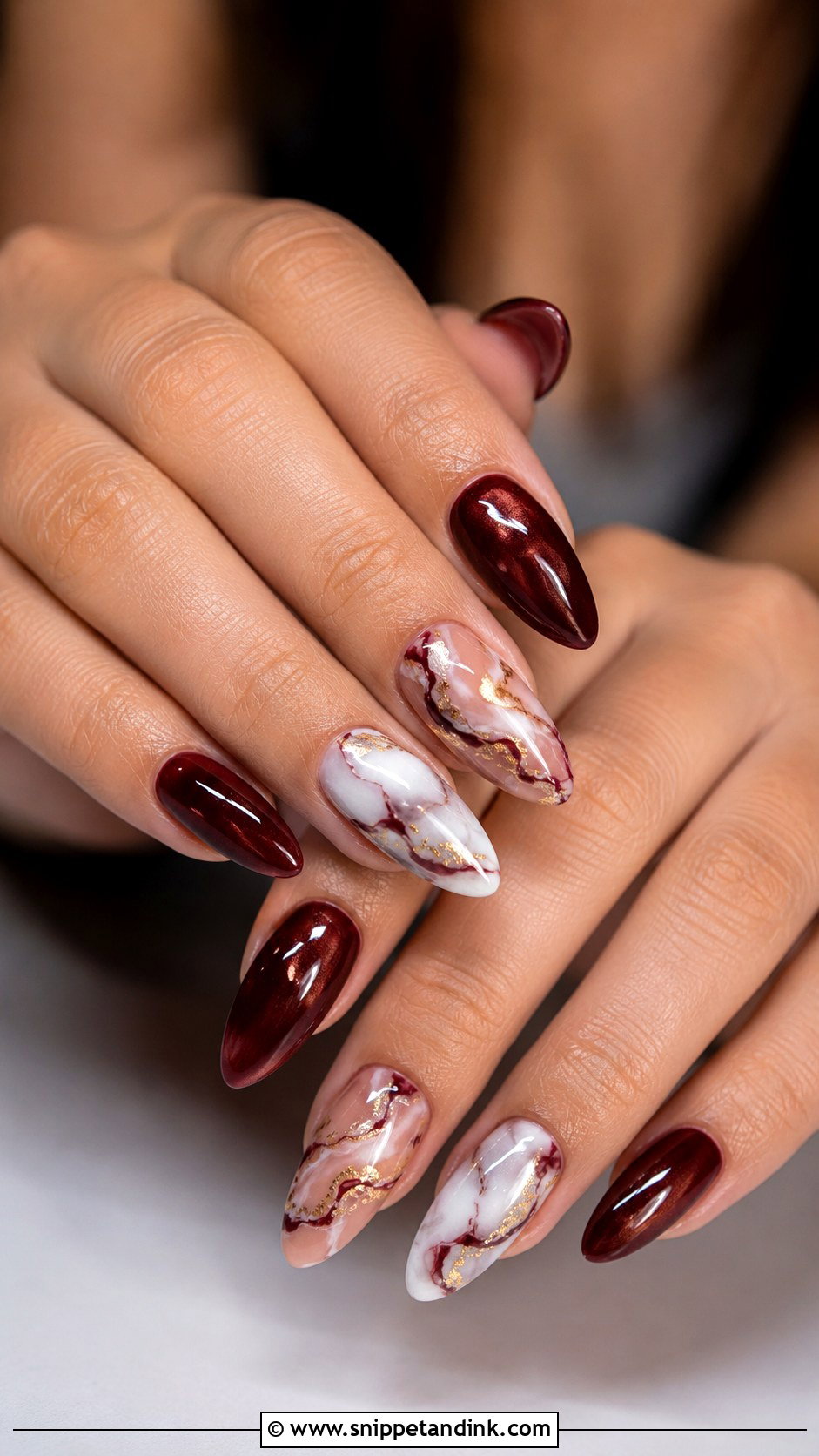 Maroon Almond Wedding Nails - Snippet and Ink - 20 Maroon Wedding Nails for Bride