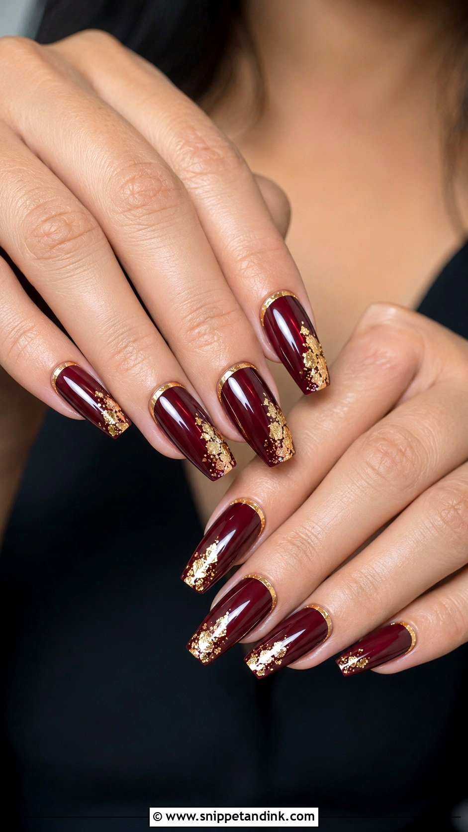 Maroon And Gold Wedding Nails - Snippet and Ink - 20 Maroon Wedding Nails for Bride