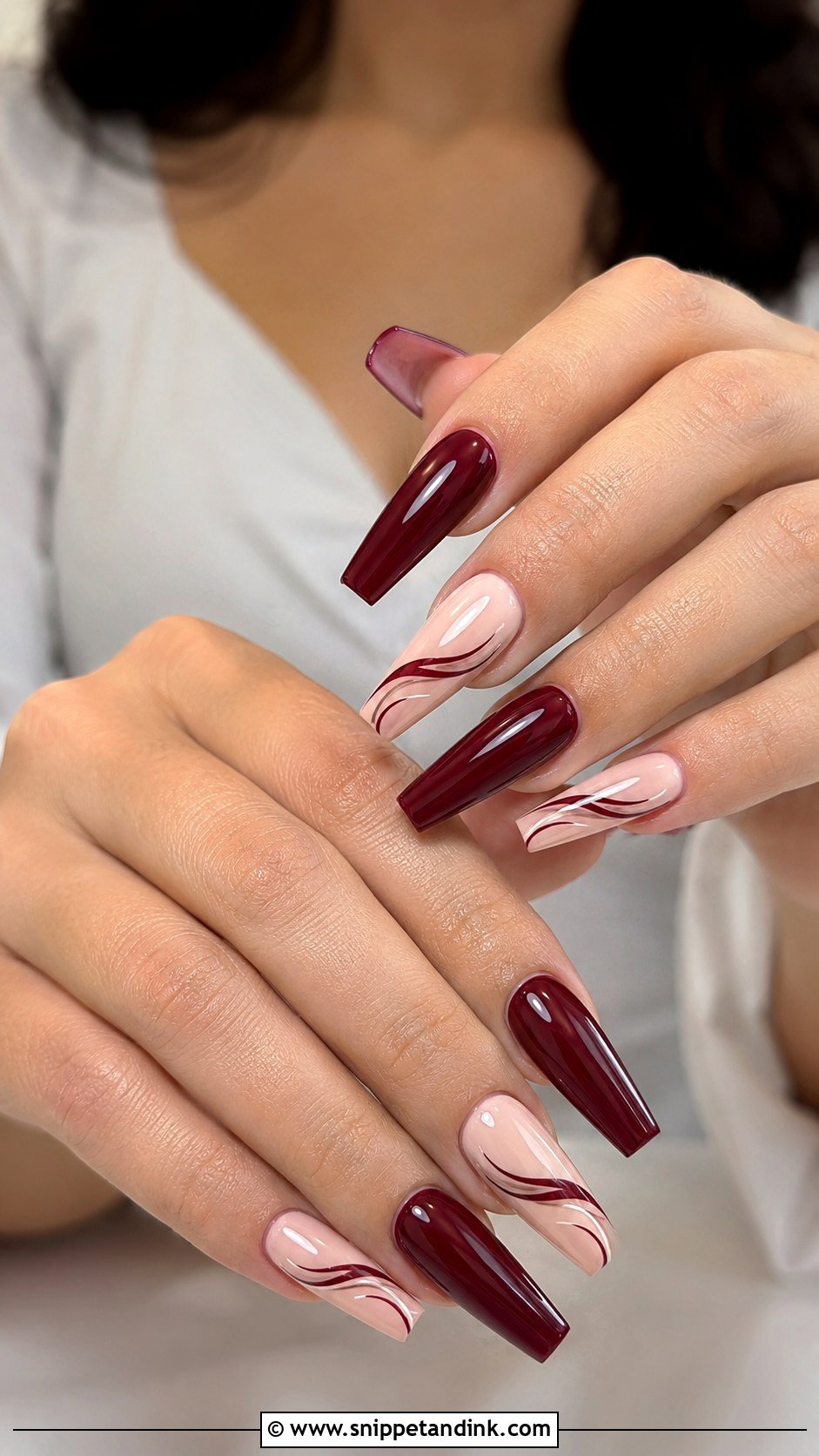 Maroon And Nude Wedding Nails - Snippet and Ink - 20 Maroon Wedding Nails for Bride