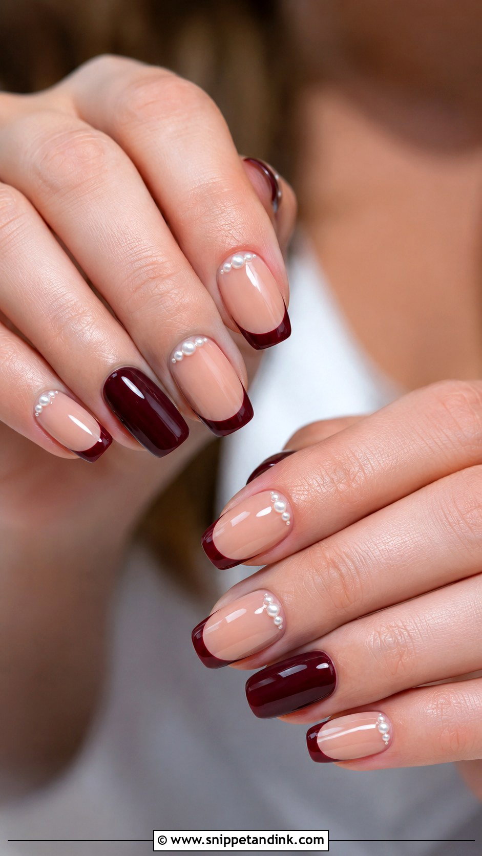 Maroon And Nude Wedding Nails - Snippet and Ink - 20 Maroon Wedding Nails