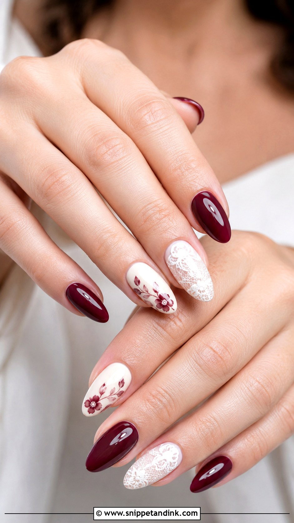 Maroon And White Wedding Nails - Snippet and Ink - 20 Maroon Wedding Nails for Bride