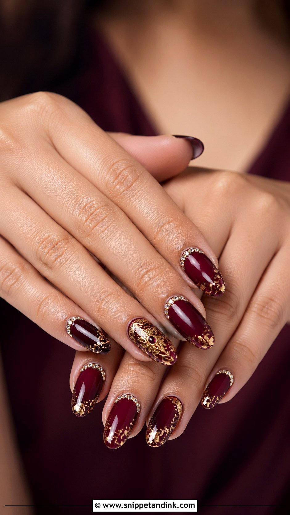 Maroon Bridal Indian Wedding Nails - Snippet and Ink - 30 Indian Wedding Nails