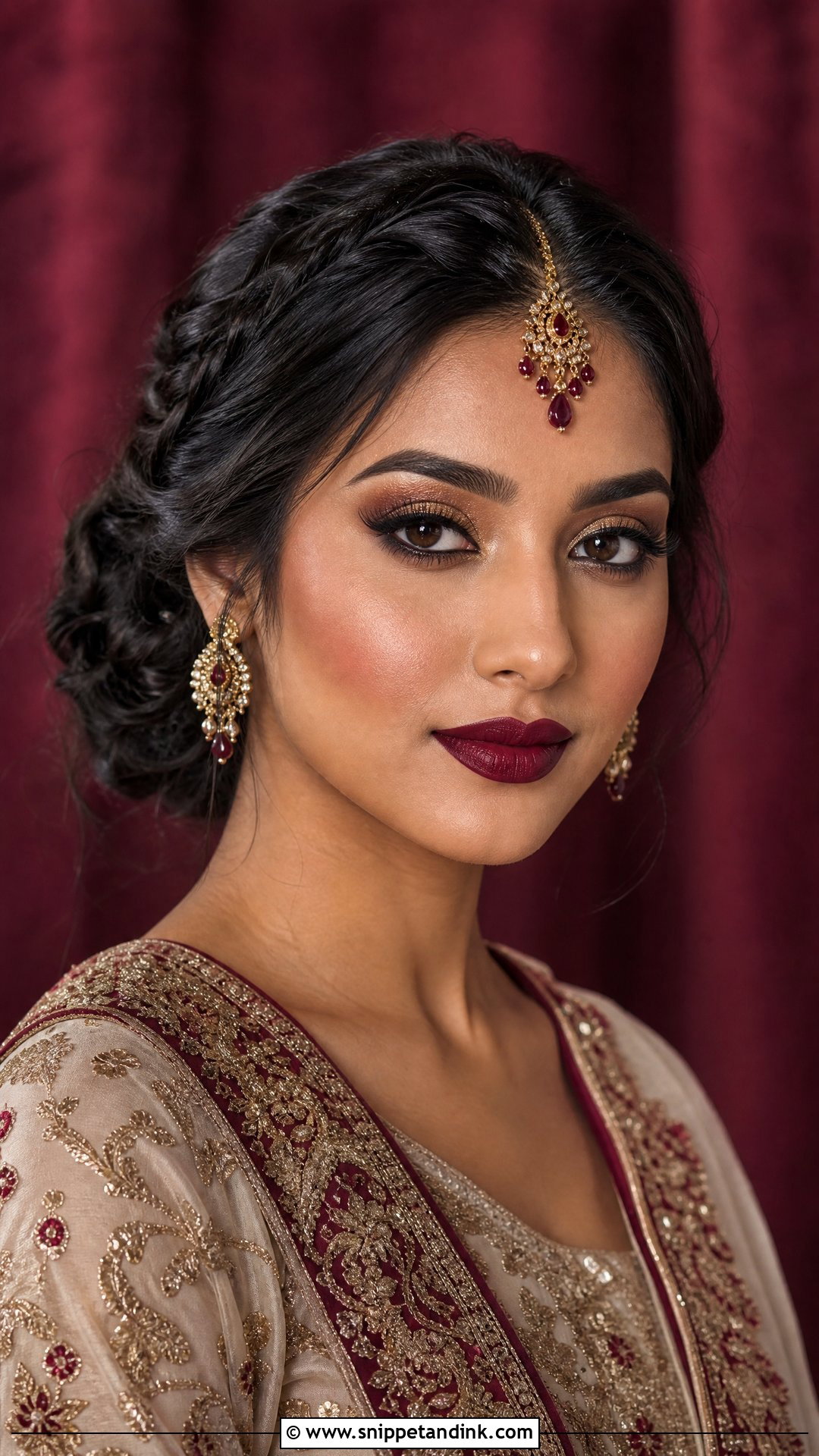 Maroon Bridal Makeup For Dusky Skin - Snippet and Ink - 20 Dusky Skin Bridal Makeup Ideas