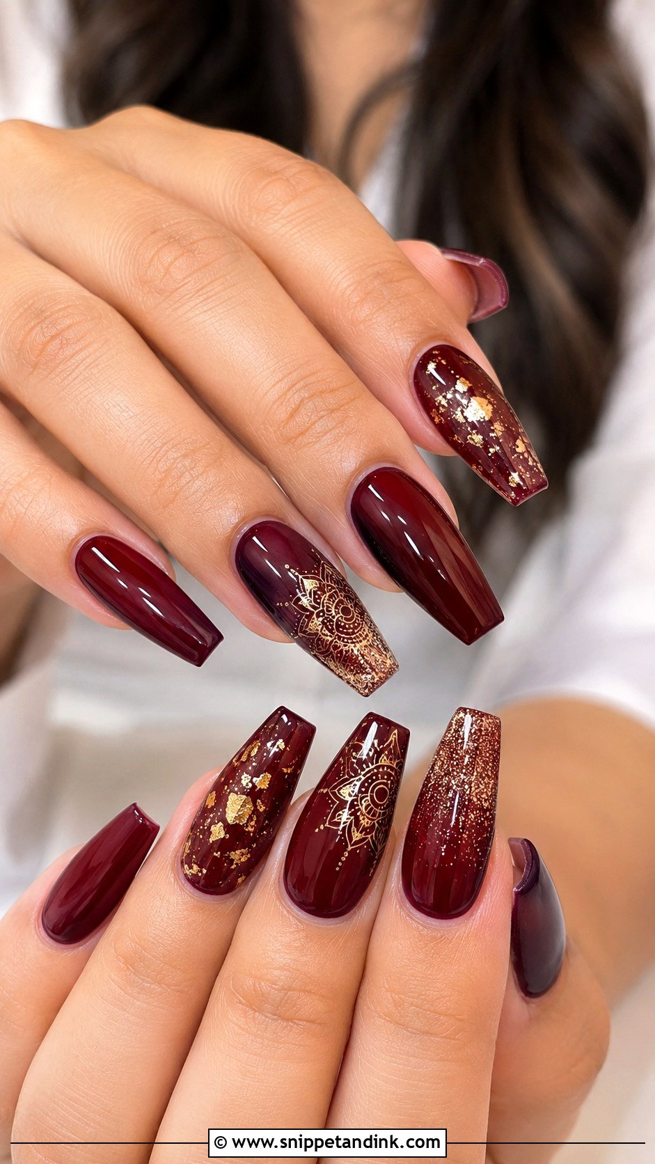 Maroon Bridal Nails - Snippet and Ink - 20 Nail Art for Indian Wedding Ideas