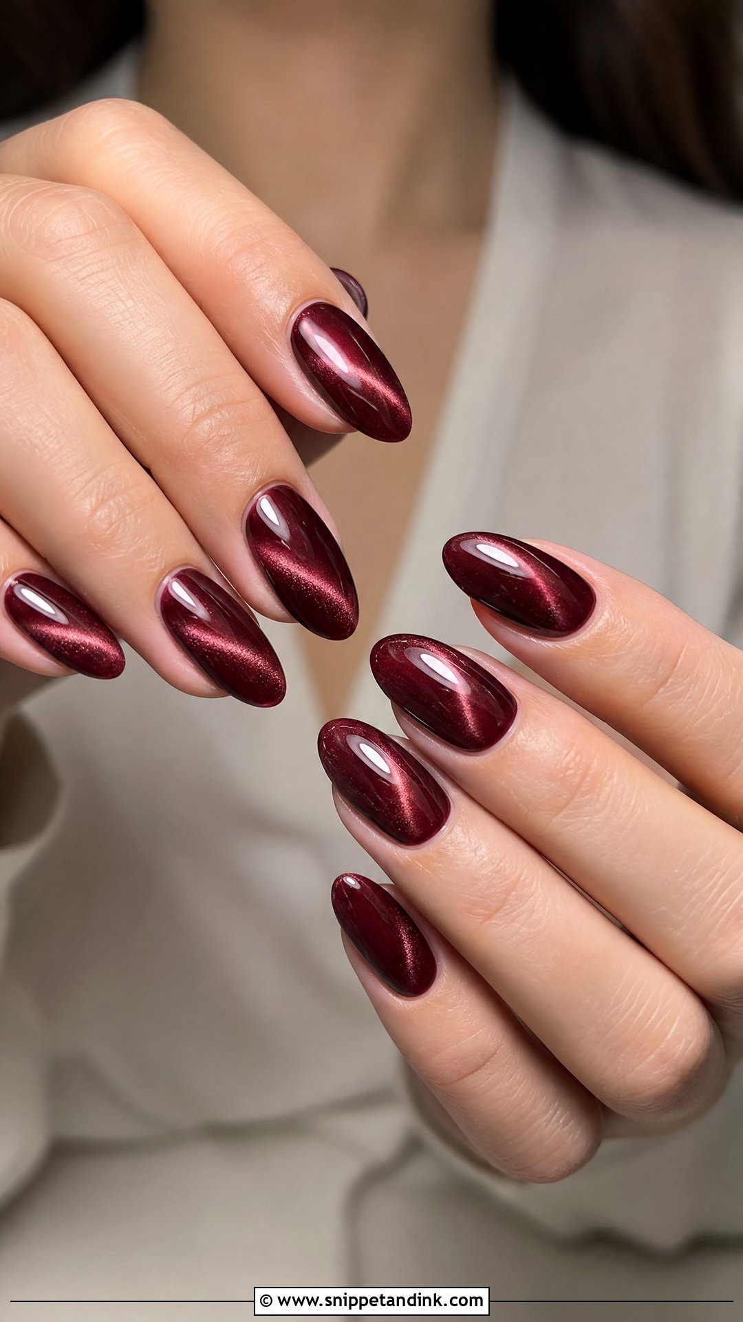Maroon Cat Eye Bridal Nails - Snippet and Ink - 25 Maroon Bridal Nails