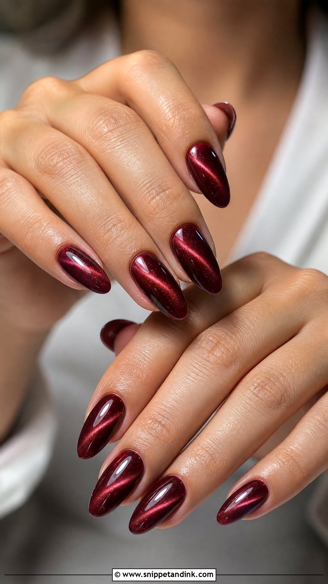 Maroon Cat Eye Wedding Nails - Snippet and Ink - 25 Maroon Wedding Nail Art Ideas