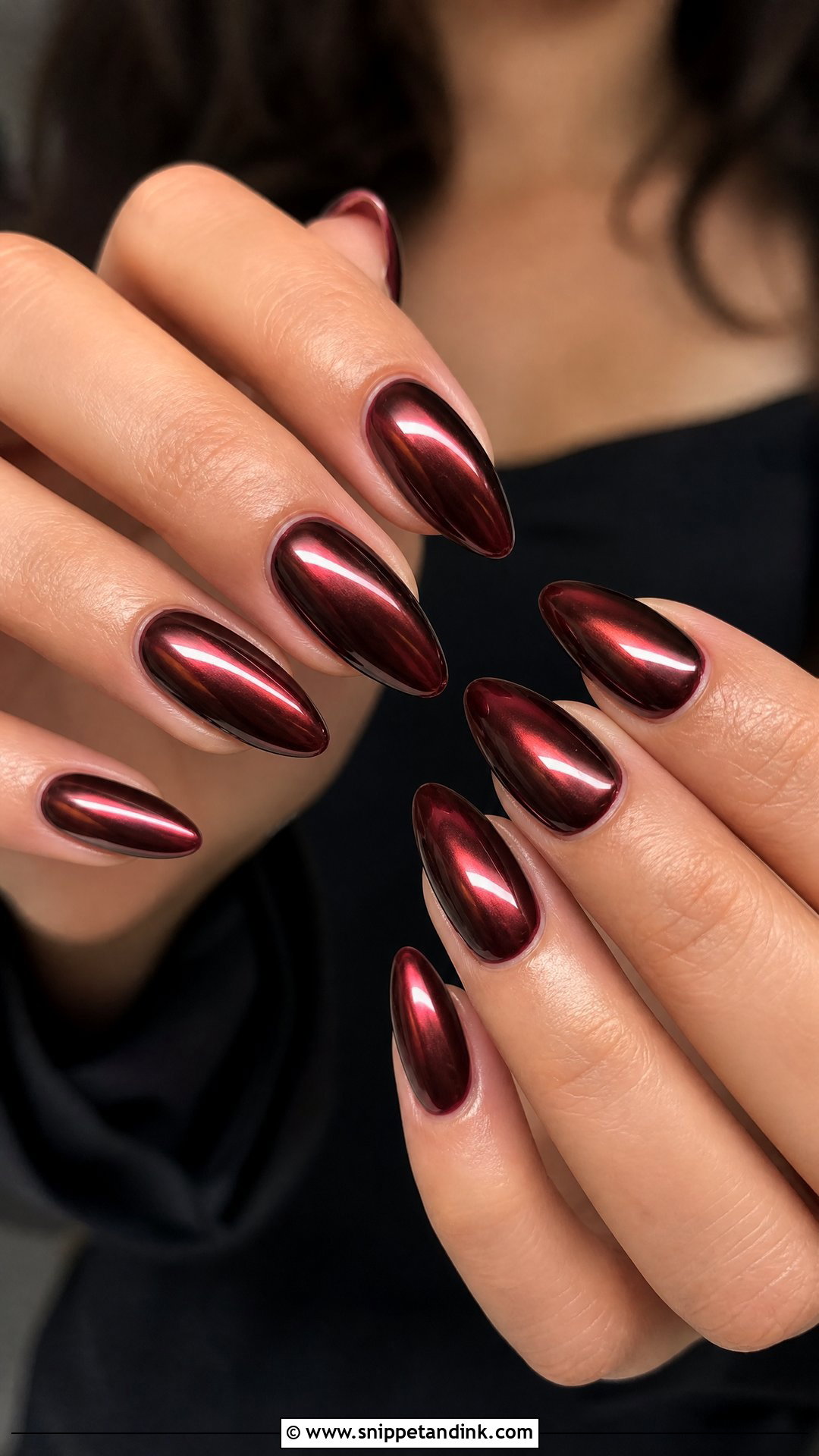 Maroon Chrome Bridal Nails - Snippet and Ink - 25 Maroon Bridal Nails