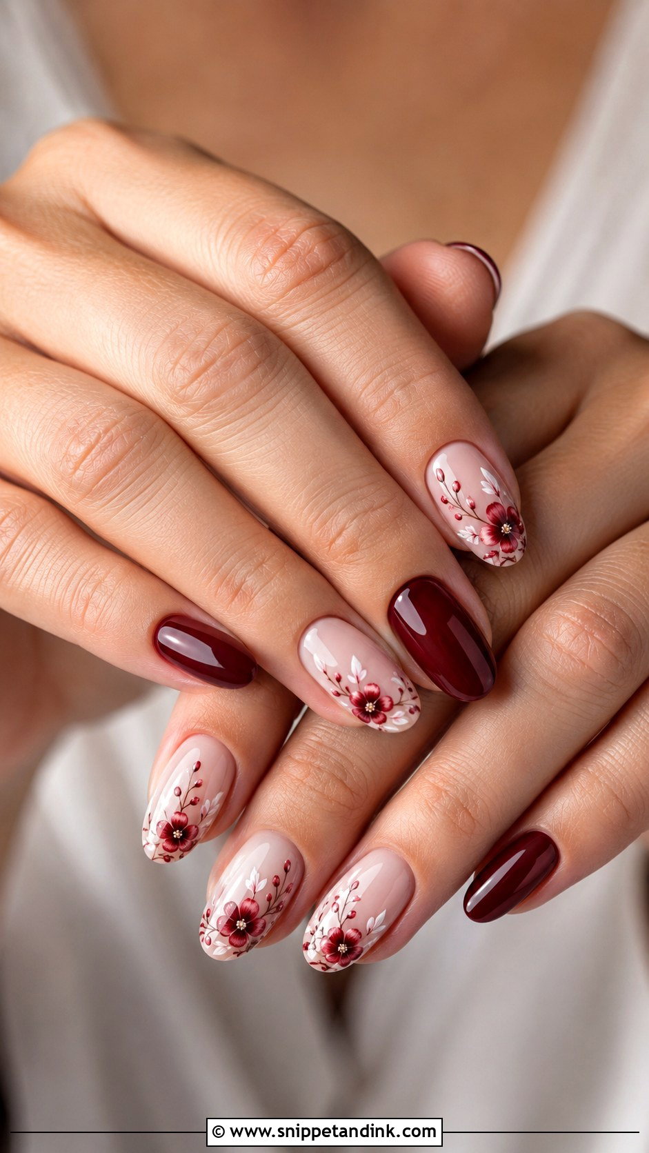 Maroon Floral Wedding Nails - Snippet and Ink - 20 Maroon Wedding Nails for Bride