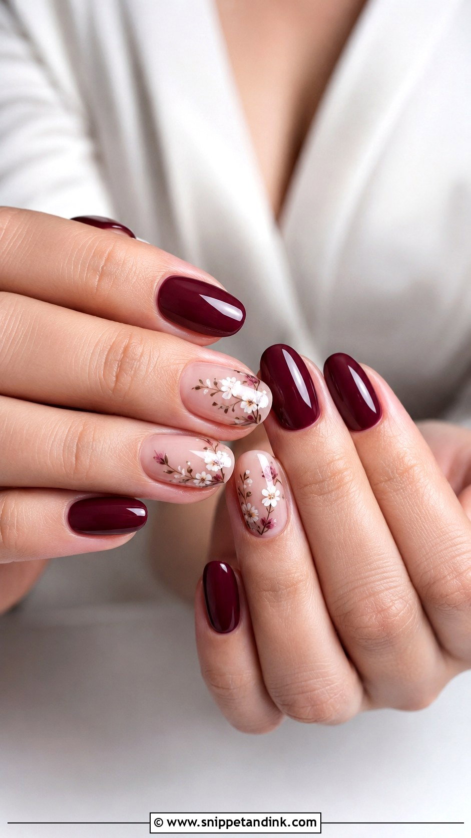 Maroon Floral Wedding Nails - Snippet and Ink - 20 Maroon Wedding Nails