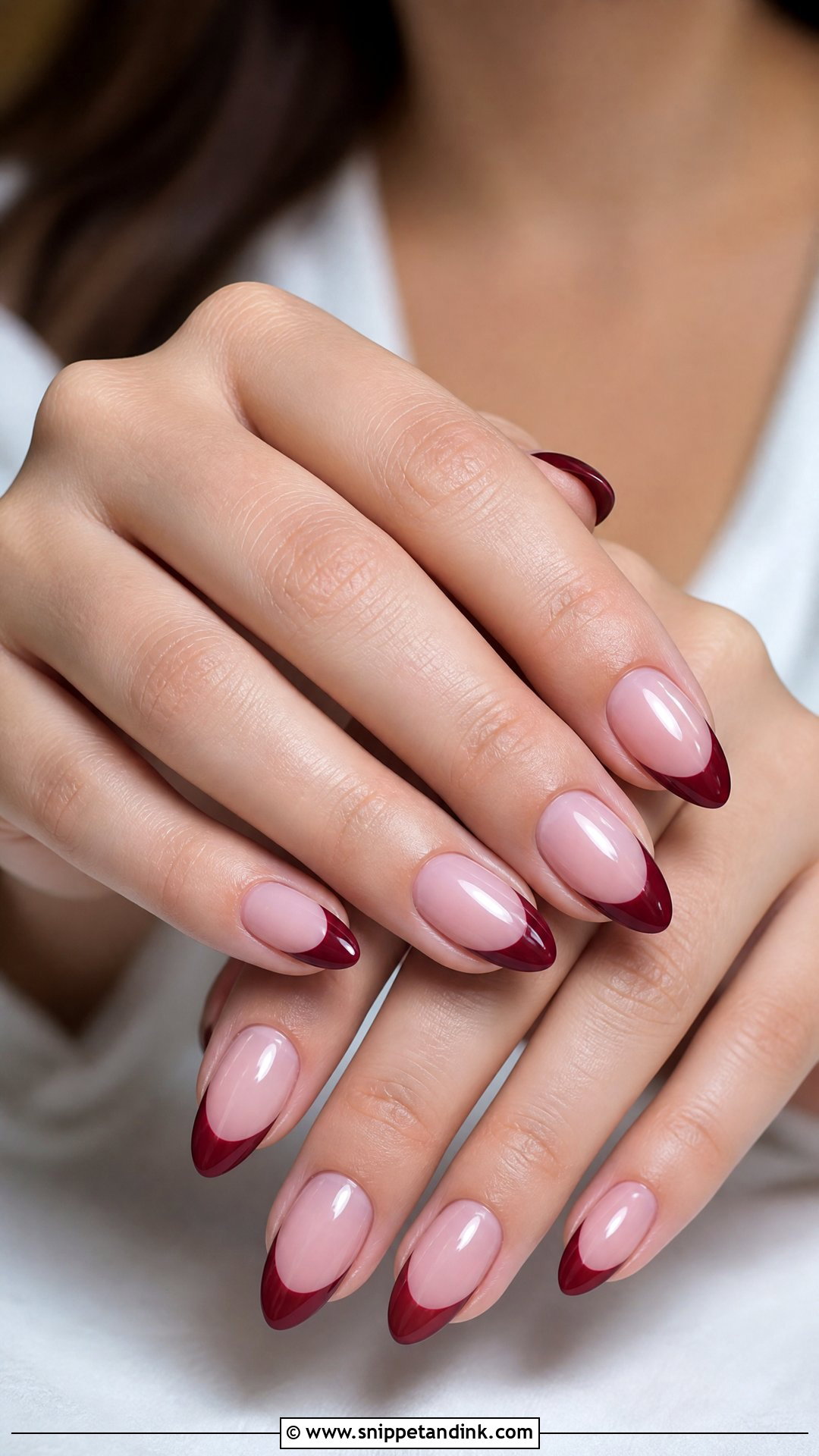 Maroon French Tip Bridal Nails - Snippet and Ink - 25 Maroon Bridal Nails