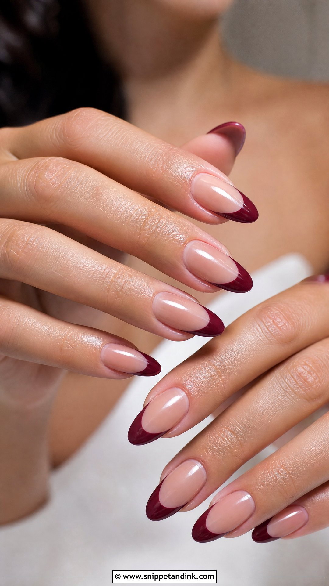 Maroon French Tip Wedding Nails - Snippet and Ink - 25 Maroon Wedding Nail Art Ideas