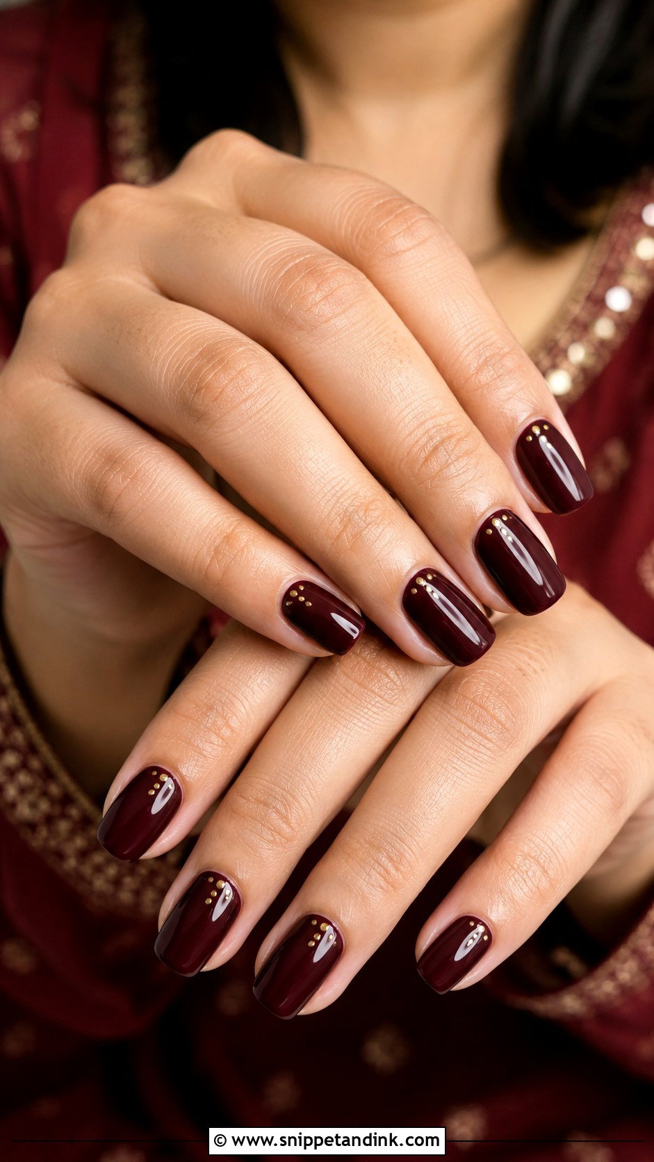 Maroon Indian Wedding Guest Nails - Snippet and Ink - 20 Indian Wedding Guest Nails