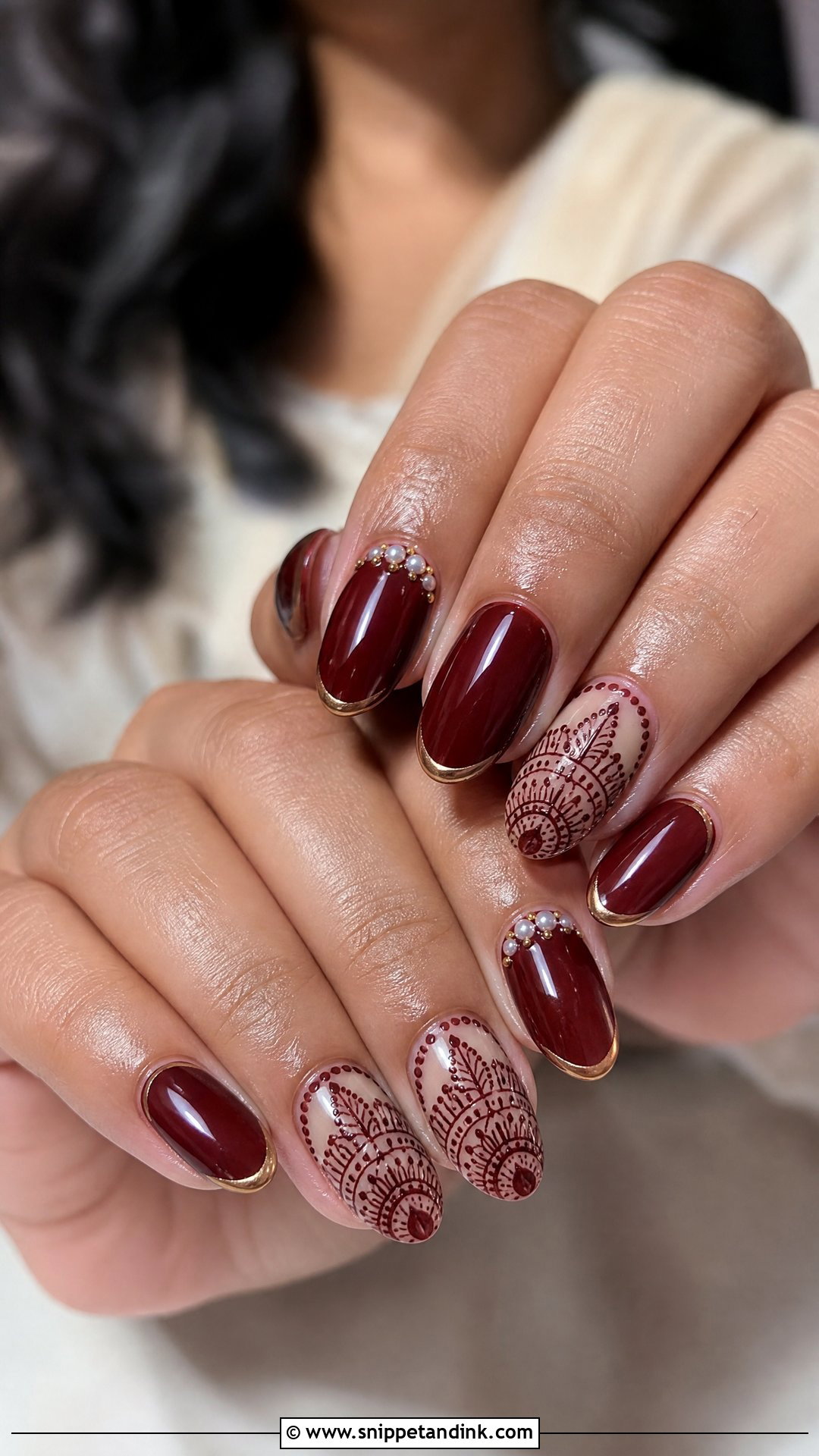 Maroon Indian Wedding Nails - Snippet and Ink - 25 Indian Wedding Nail Art Designs