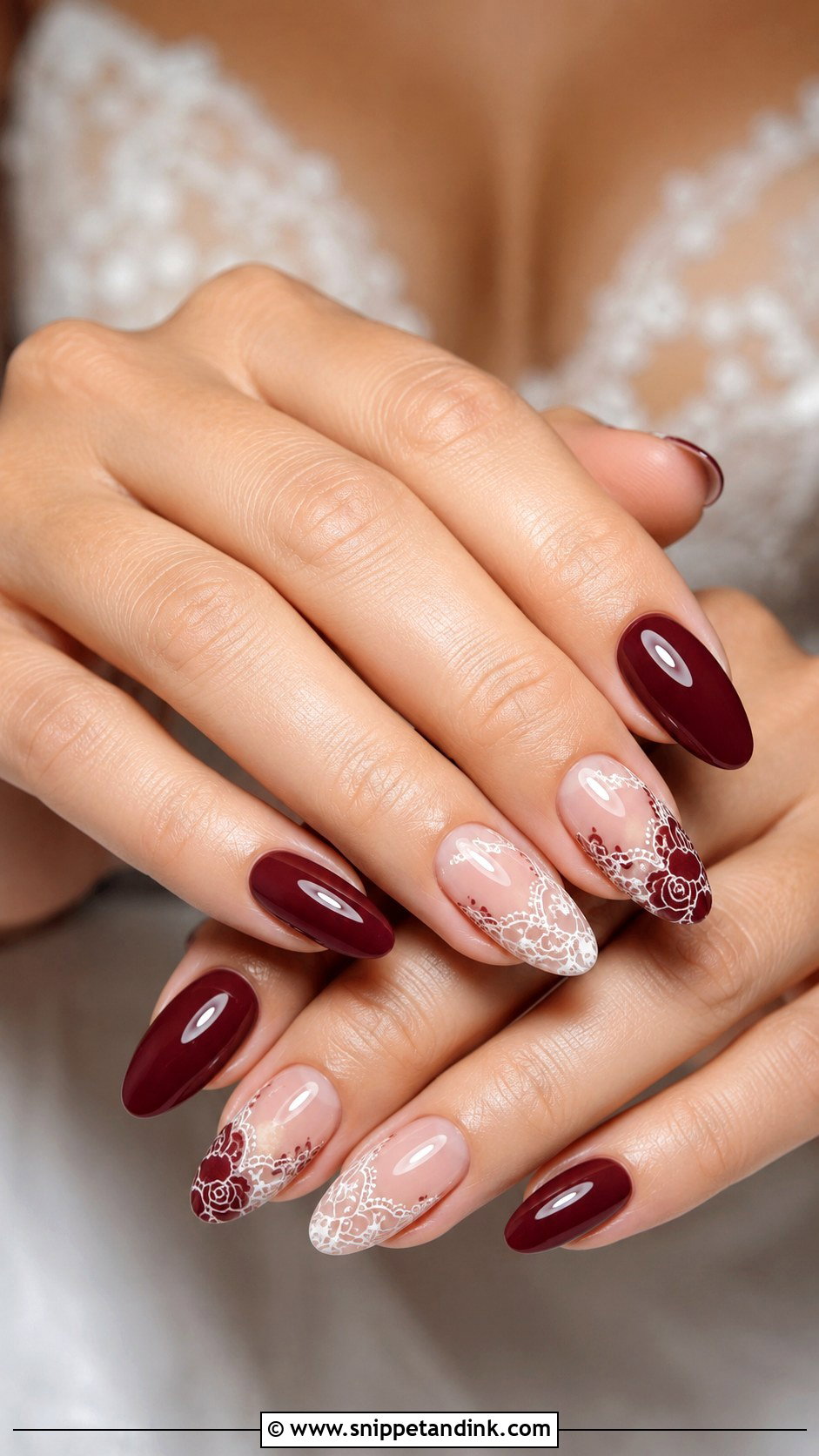 Maroon Lace Wedding Nails - Snippet and Ink - 20 Maroon Wedding Nails for Bride