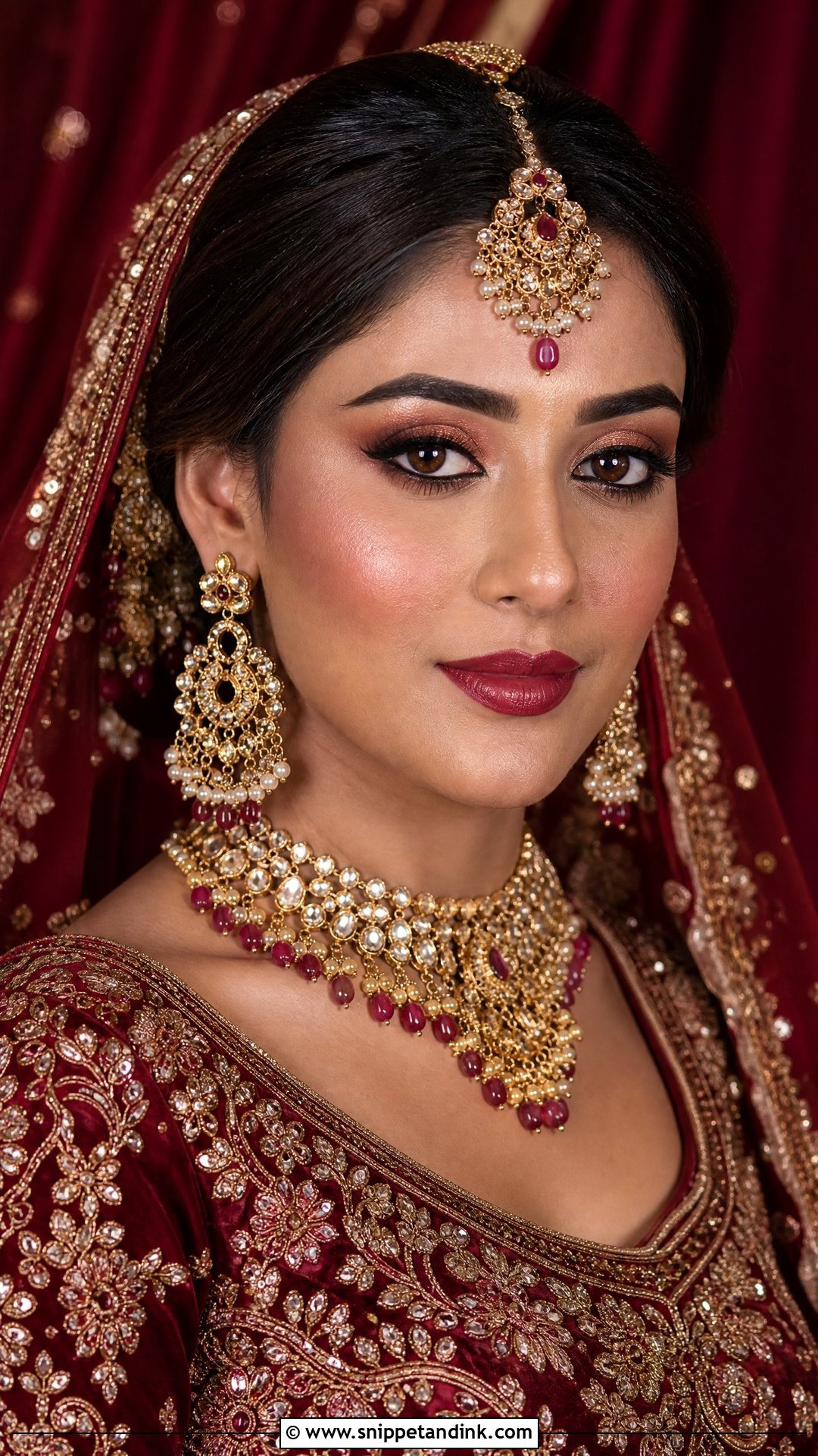 Maroon Lehenga Bridal Makeup - Snippet and Ink - 25 Indian Wedding Bridal Makeup Ideas