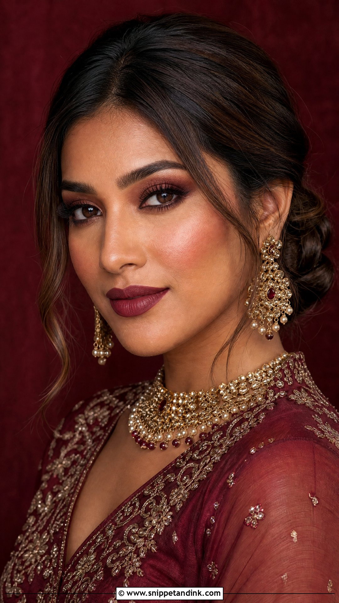 Maroon Lehenga Matte Makeup - Snippet and Ink - 20 Lengha Makeup Looks