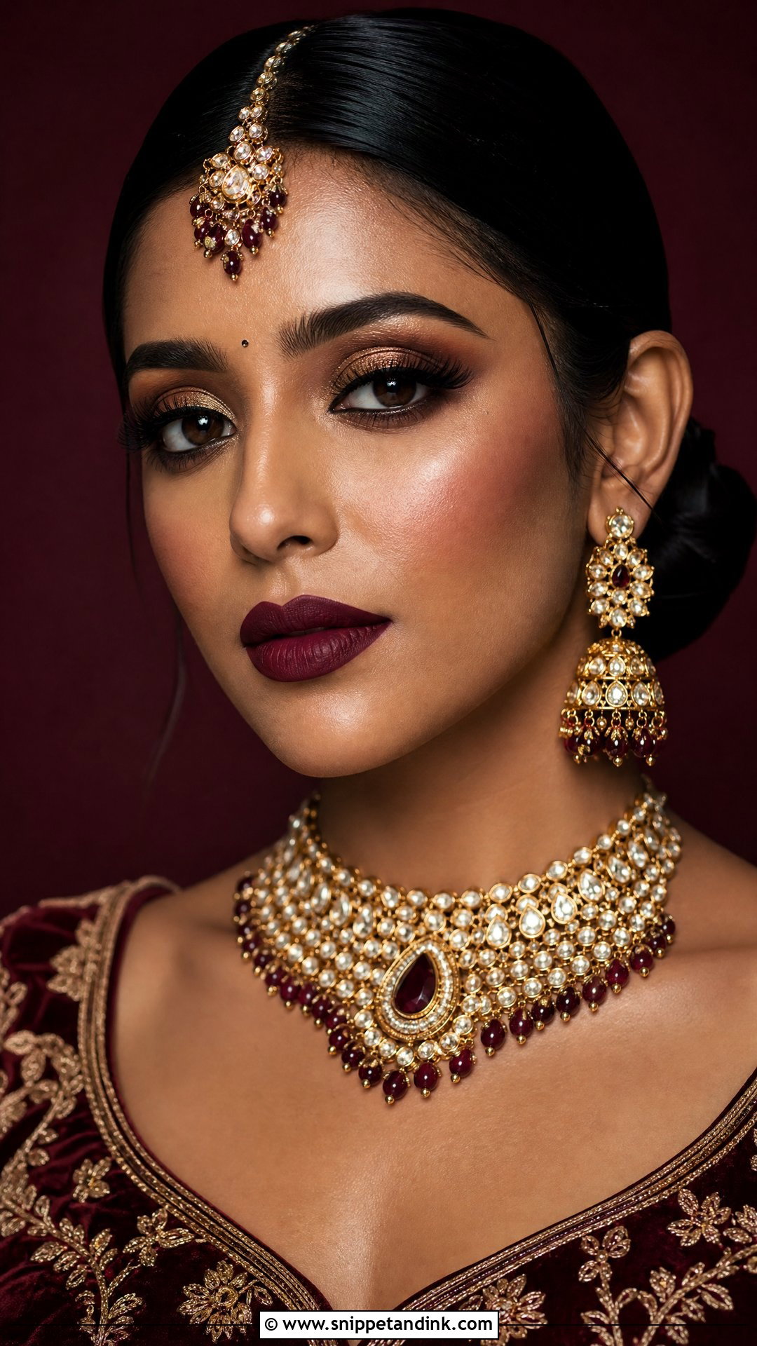 Maroon Lip Punjabi Bridal Makeup - Snippet and Ink - 20 Punjabi Bridal Makeup Ideas