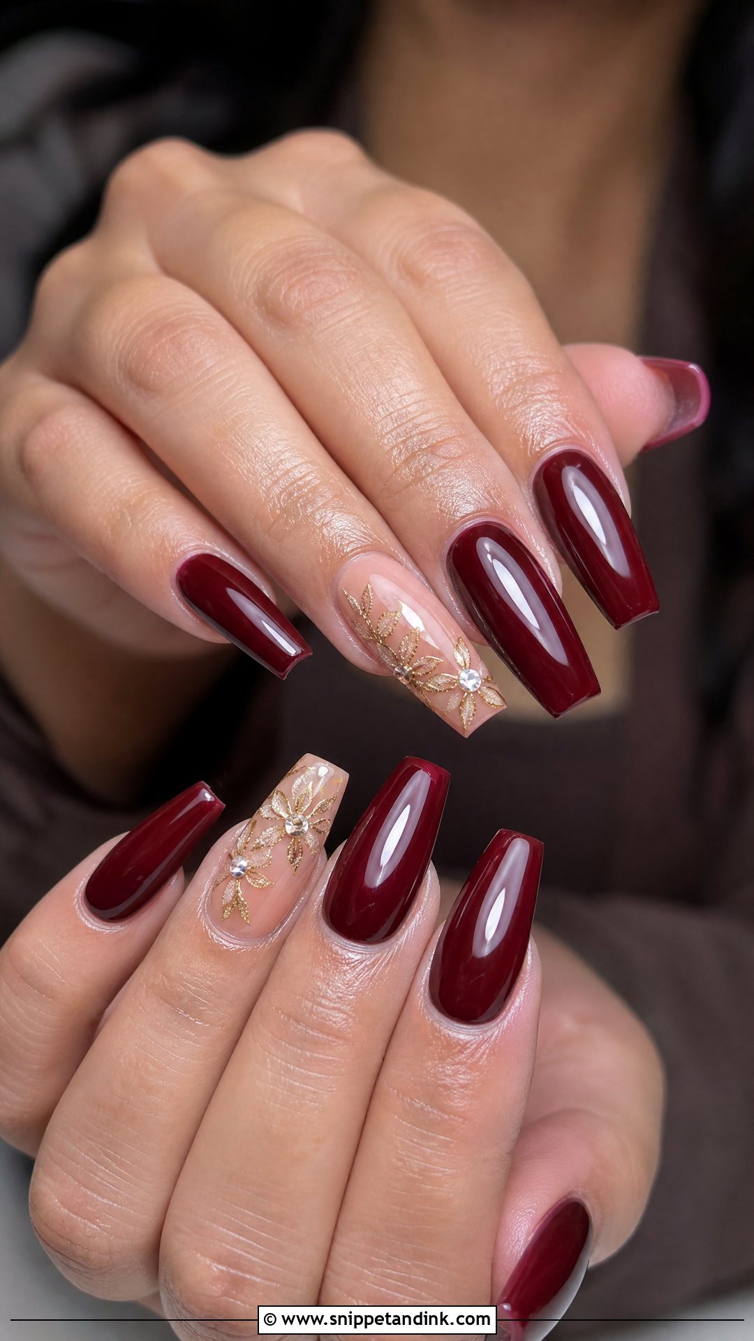 Maroon Marriage Nails - Snippet and Ink - 25 Marriage Nails Art Designs