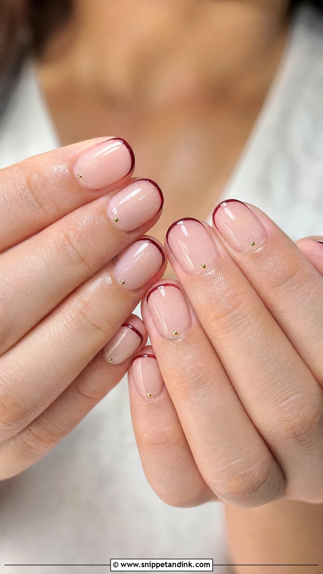 Maroon Micro French Bridal Nails - Snippet and Ink - 25 Maroon Bridal Nails