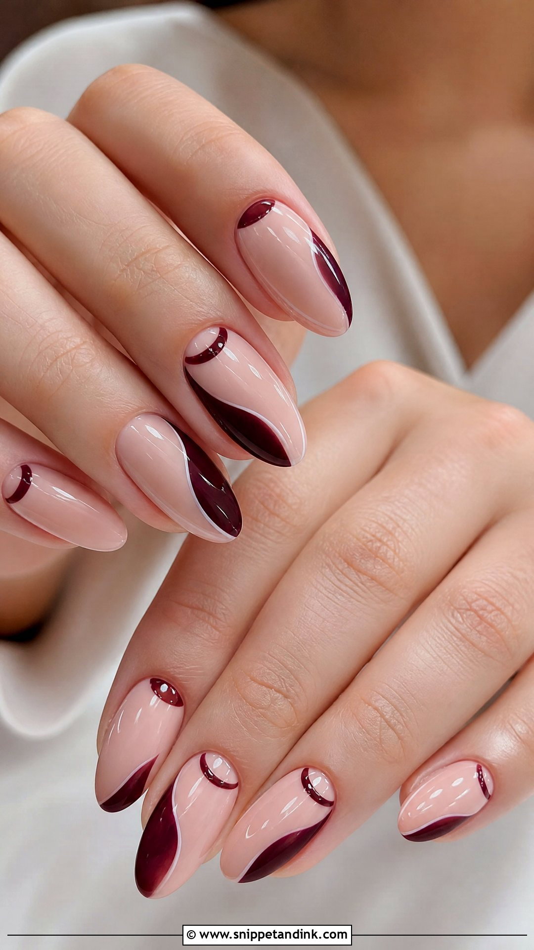 Maroon Negative Space Bridal Nails - Snippet and Ink - 25 Maroon Bridal Nails