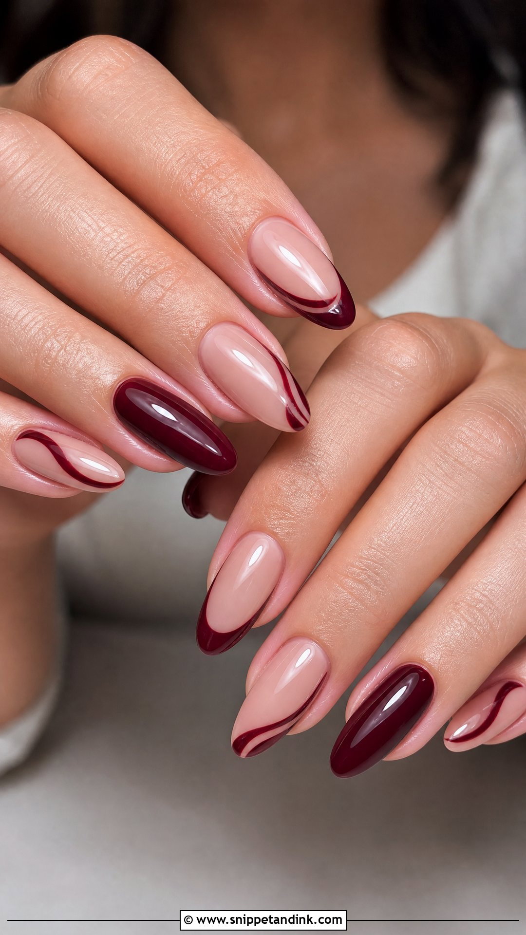 Maroon Nude Wedding Nails - Snippet and Ink - 25 Maroon Wedding Nail Art Ideas