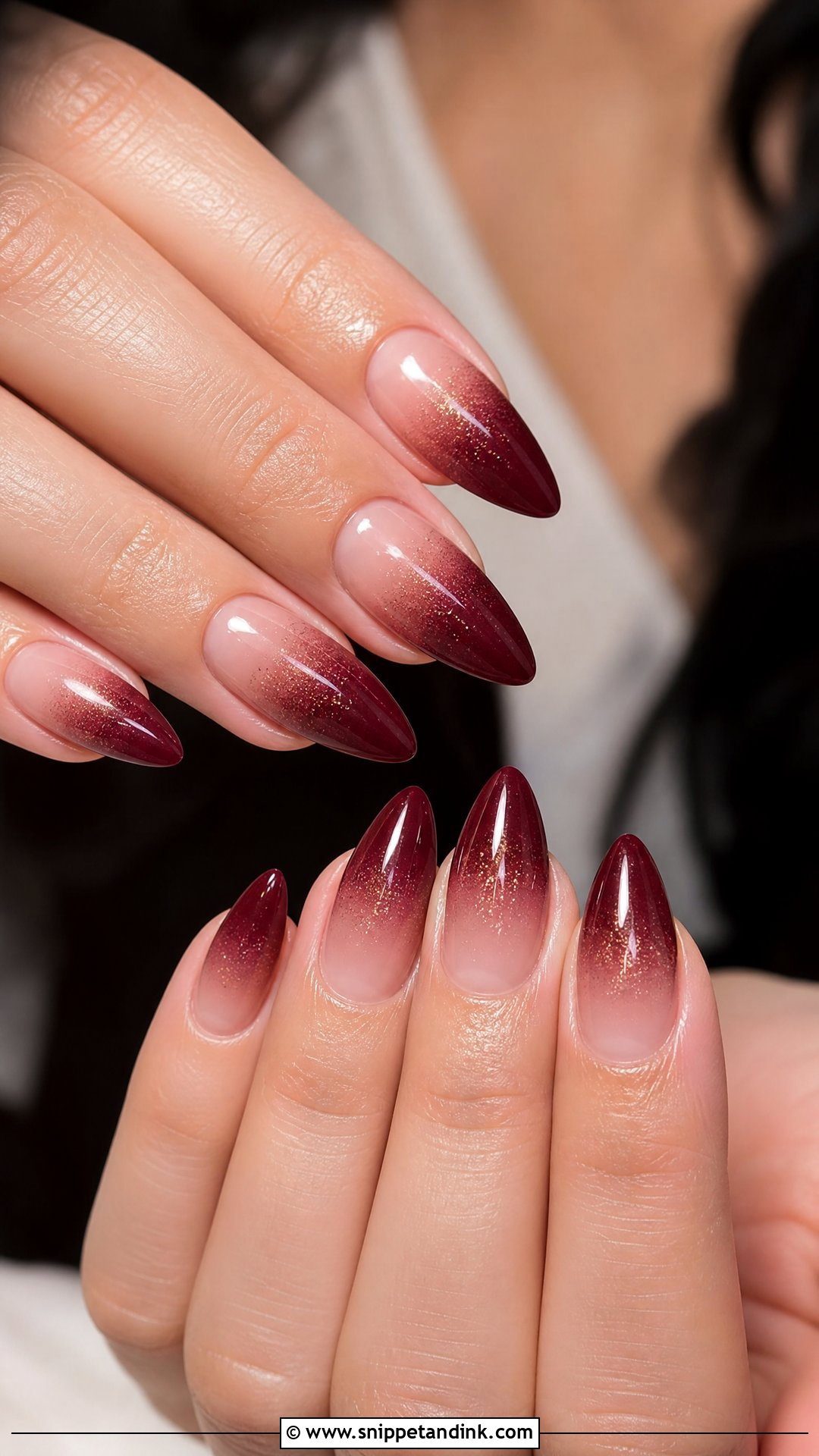 Maroon Ombre Wedding Nails - Snippet and Ink - 25 Maroon Wedding Nail Art Ideas