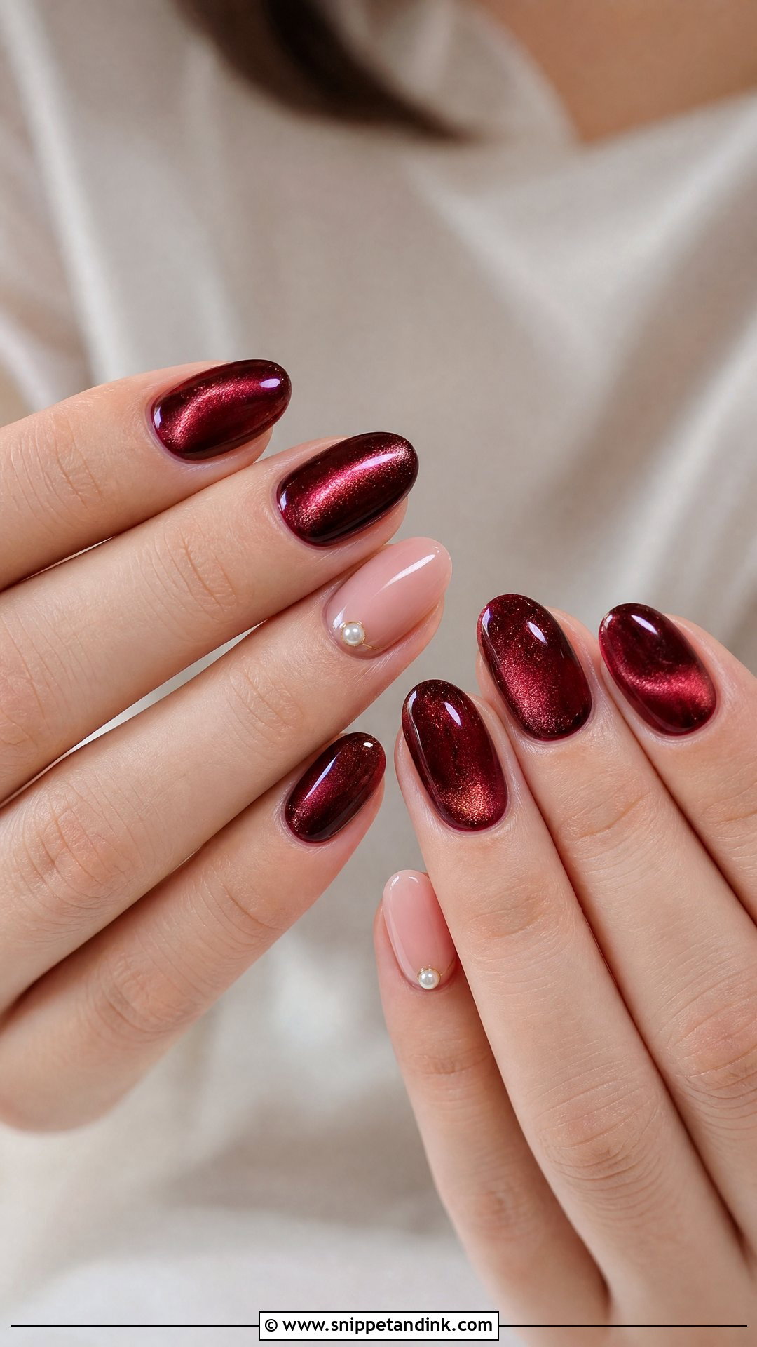 Maroon Velvet Wedding Nails - Snippet and Ink - 25 Maroon Wedding Nail Art Ideas