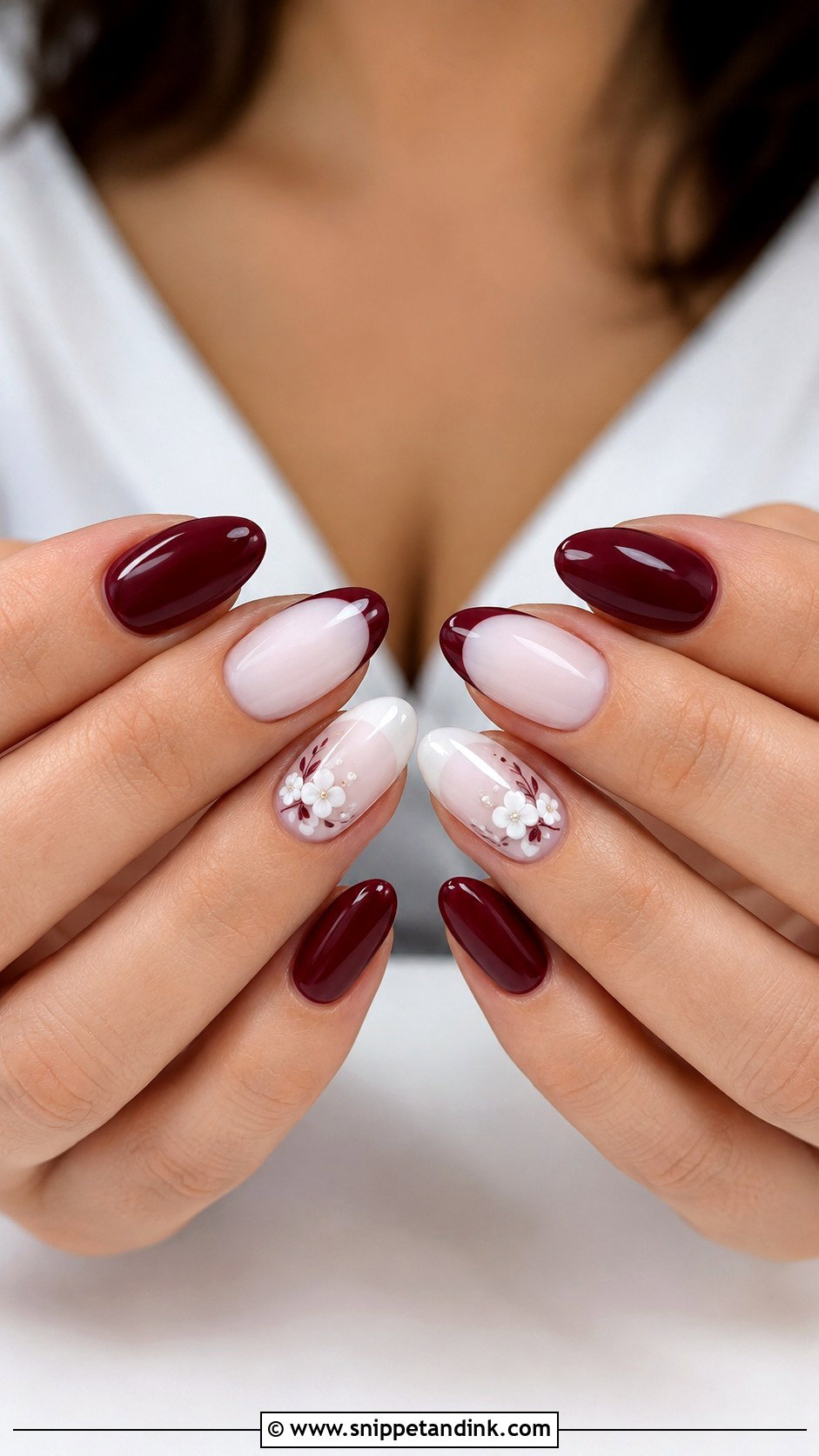 Maroon White Wedding Nails - Snippet and Ink - 20 Maroon Wedding Nails