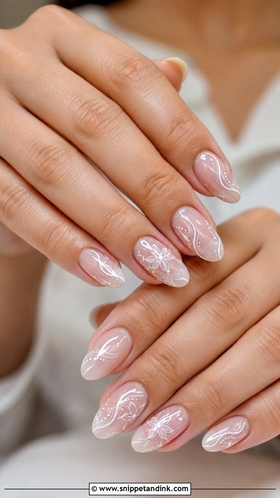 Marriage Clear Nails With White Art - Snippet and Ink - 20 Marriage Nail Art Ideas