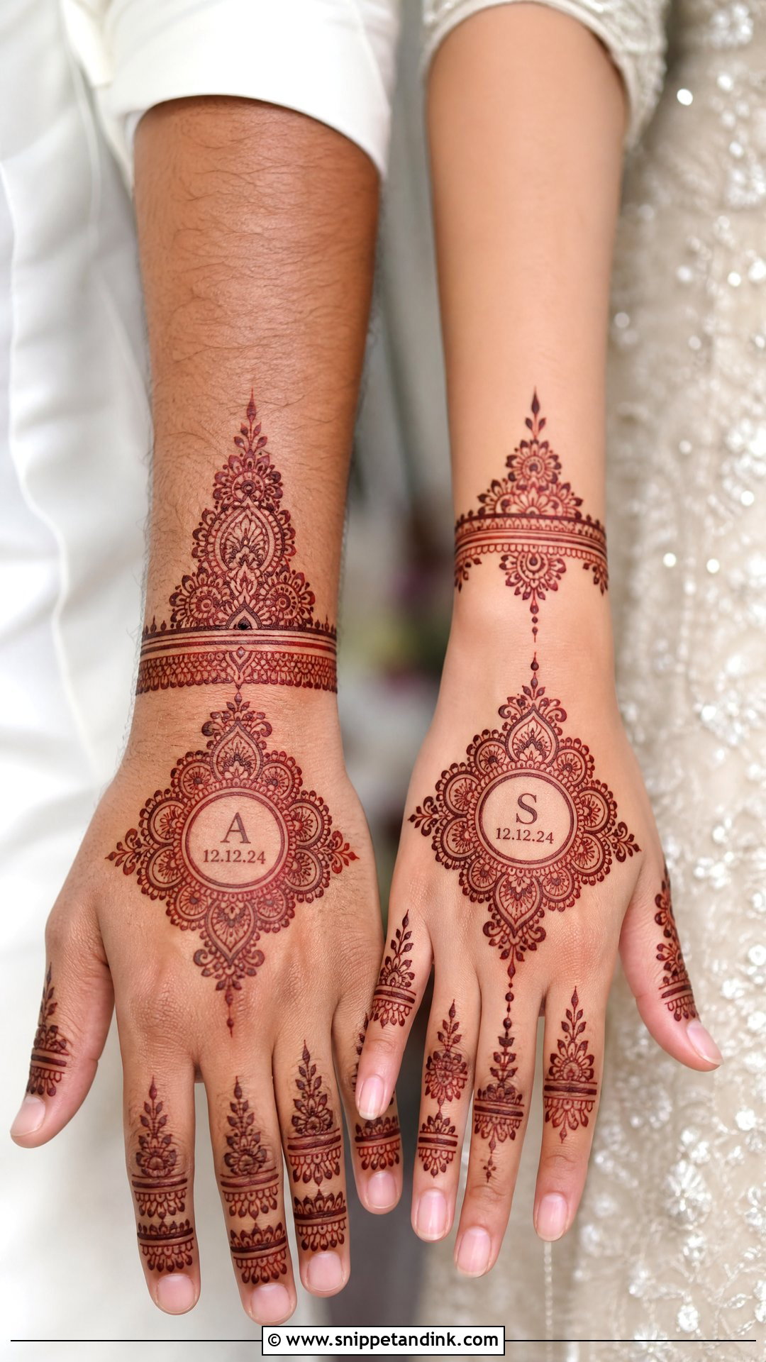 Matching Bride And Groom Mehndi Design - Snippet and Ink - 25 Simple Groom Mehndi Design for Men Ideas