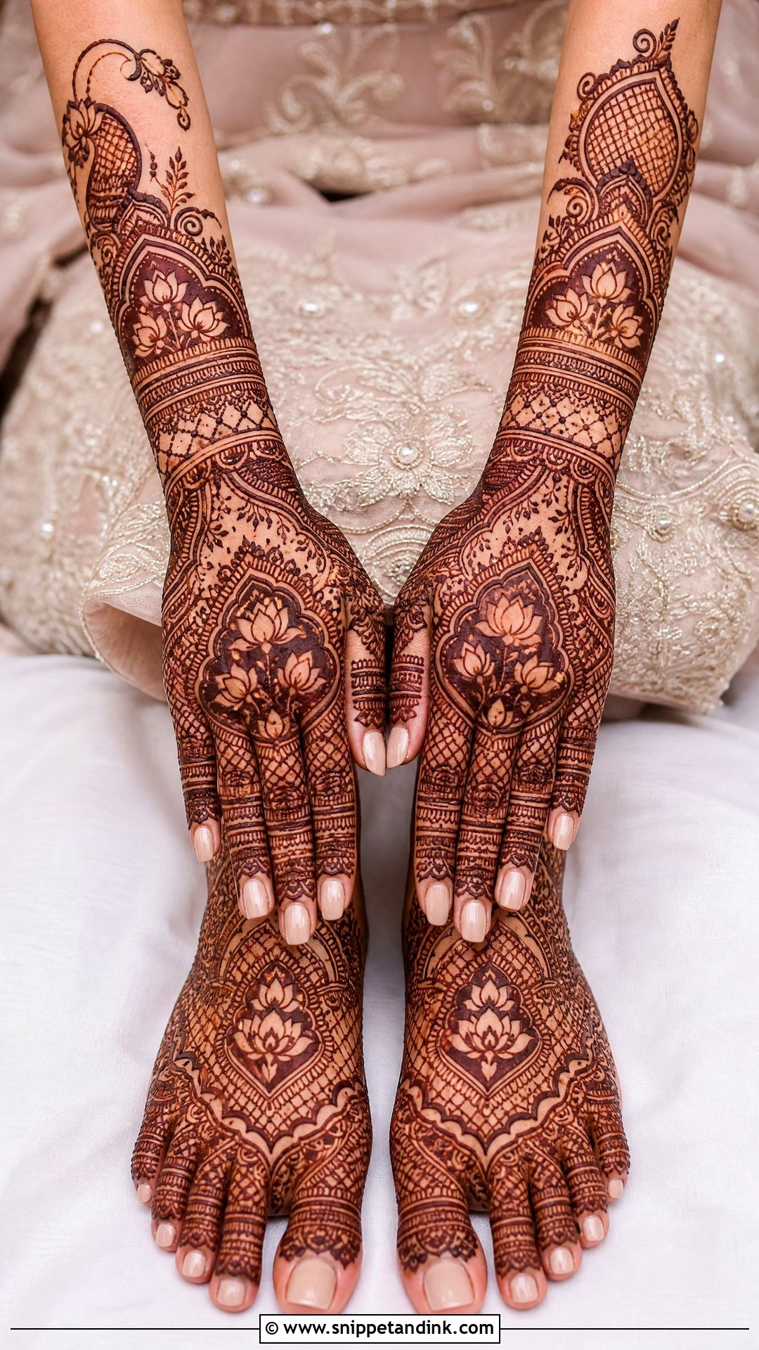 Matching Hand And Foot Bridal Mehndi For Wedding Dress - Snippet and Ink - 20 Bridal Mehndi Designs Dress