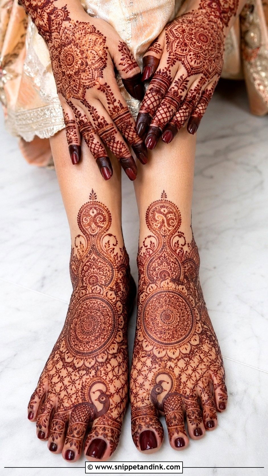 Matching Hands And Foot Bridal Mehndi Design - Snippet and Ink - 30 Bridal Mehndi Designs for Foot