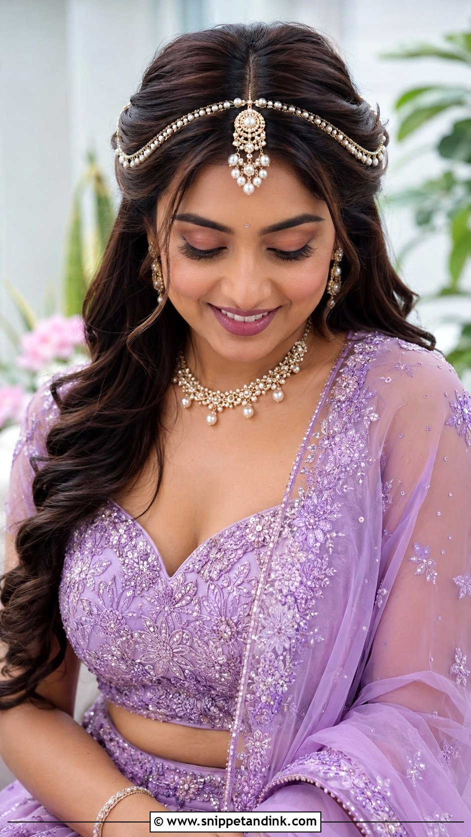 Mathapatti Half Up Half Down - Snippet and Ink - 15 Mathapatti Hairstyles Indian Weddings
