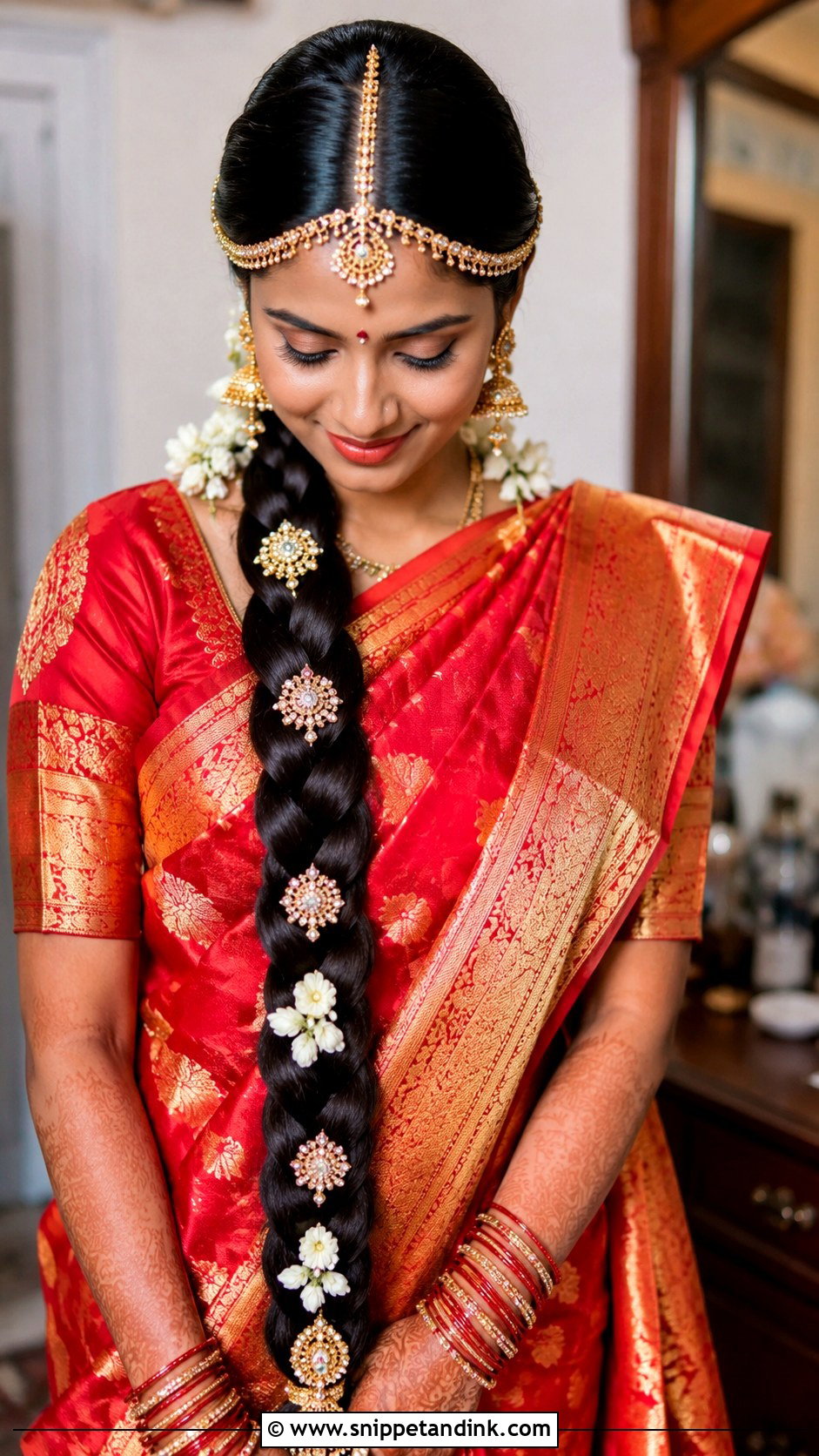 Mathapatti Long Braid - Snippet and Ink - 15 Mathapatti Hairstyles Indian Weddings