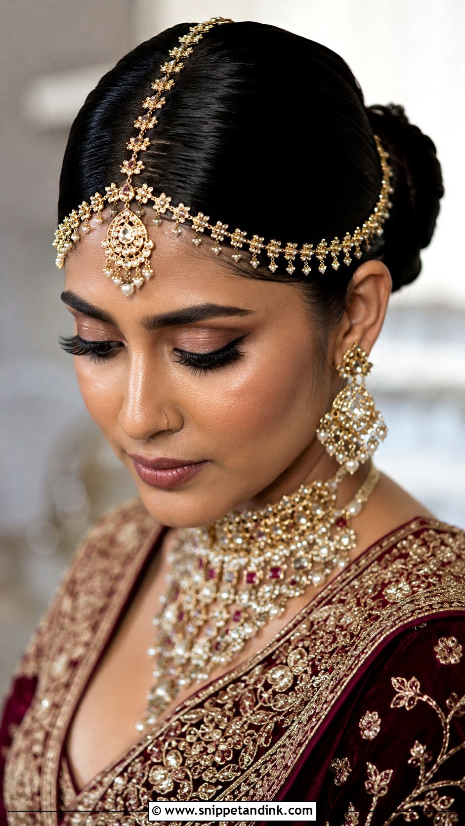 Mathapatti Sleek Bun - Snippet and Ink - 15 Mathapatti Hairstyles Indian Weddings