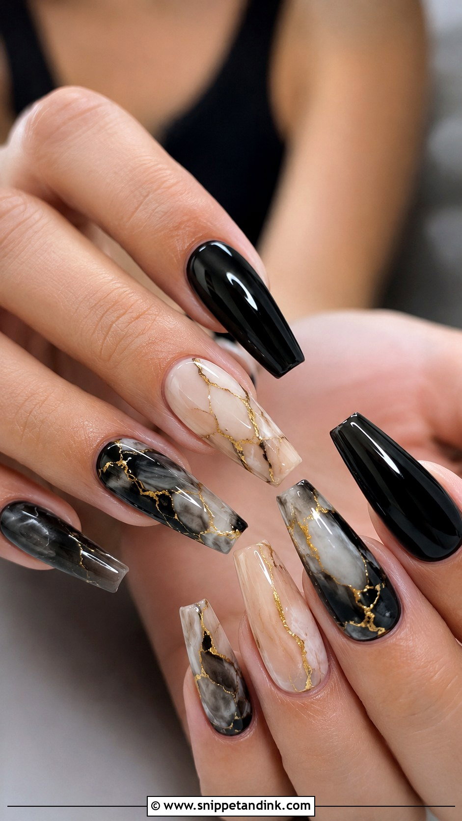 Matte Black And Gold Wedding Nails - Snippet and Ink - 20 Black and Gold Wedding Nails