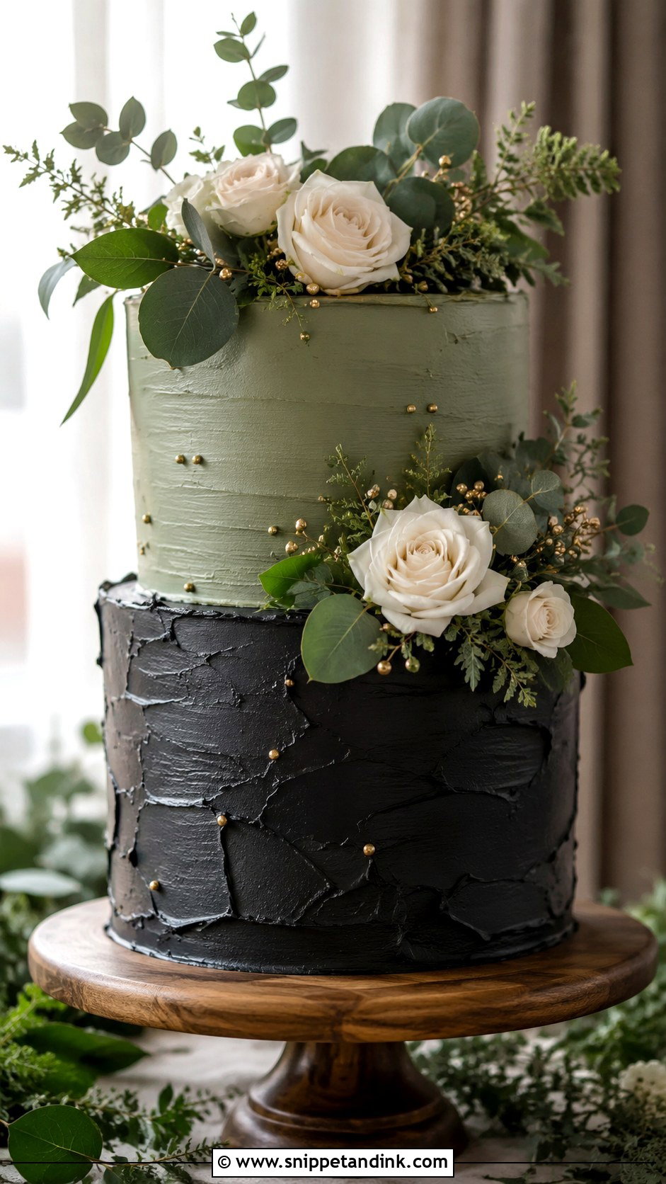 Matte Black And Green Wedding Cake - Snippet and Ink - 25 Black and Green Wedding Cake Ideas