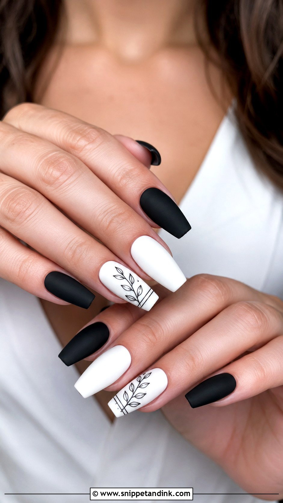 Matte Black And White Wedding Nails - Snippet and Ink - 20 Black and White Wedding Nails