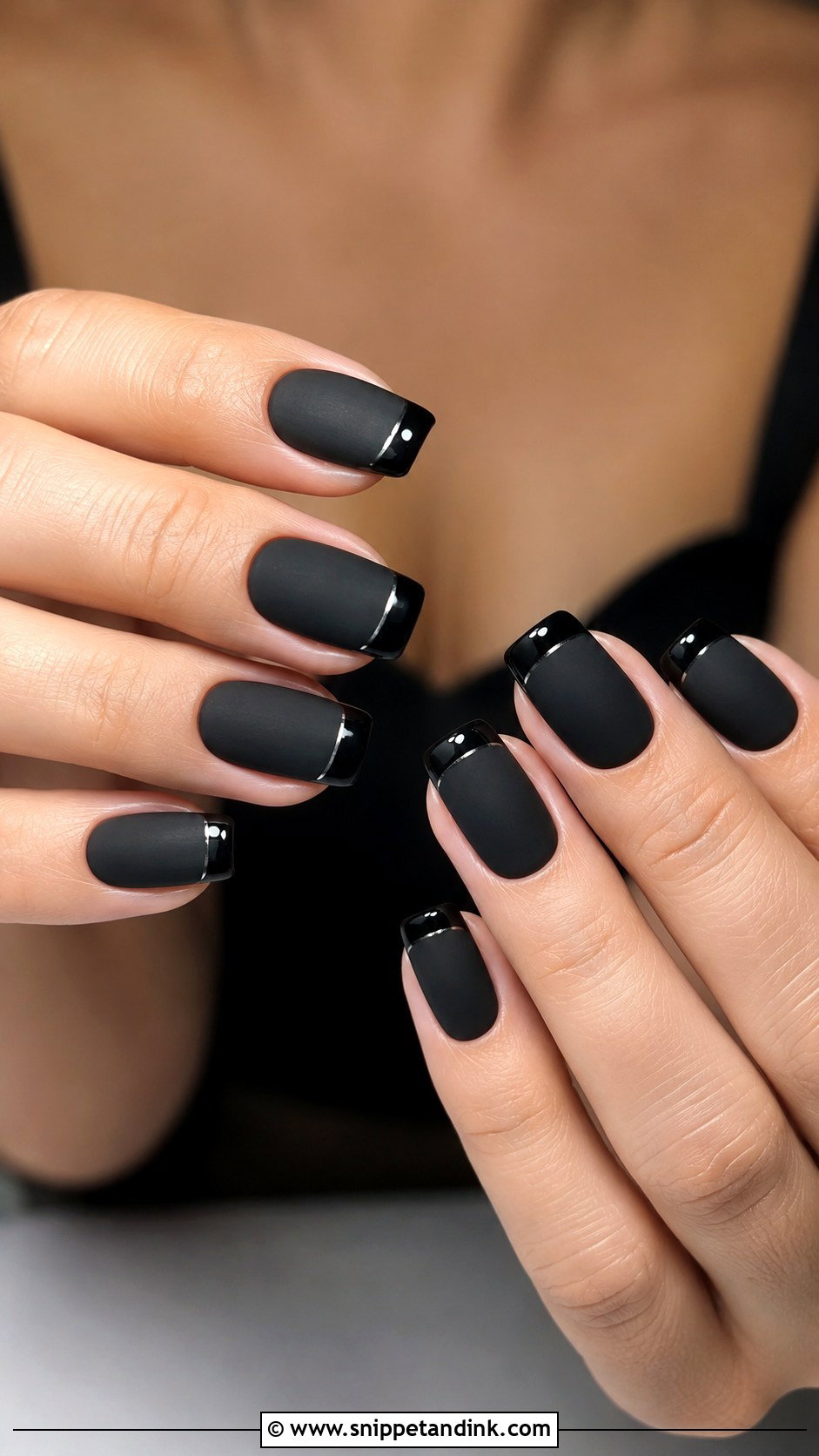 Matte Black Bridal Nails - Snippet and Ink - 20 Dark Bridal Nails
