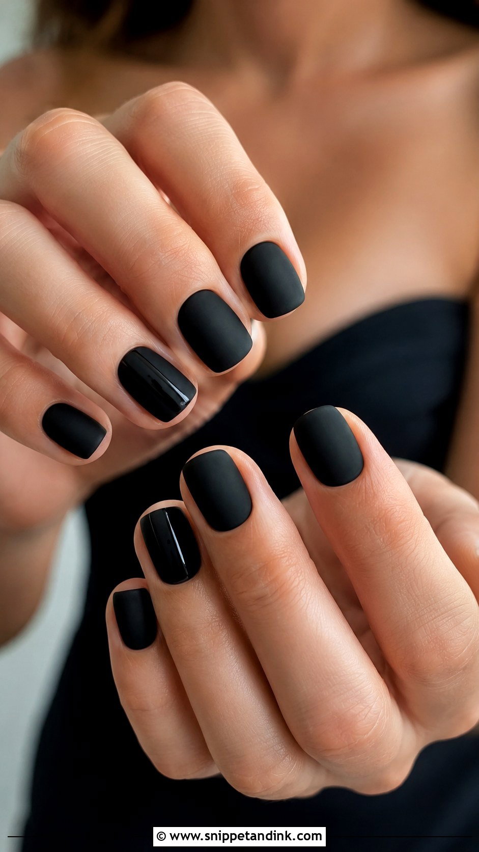 Matte Black Bridesmaid Nails - Snippet and Ink - 20 Black Bridesmaid Wedding Nails