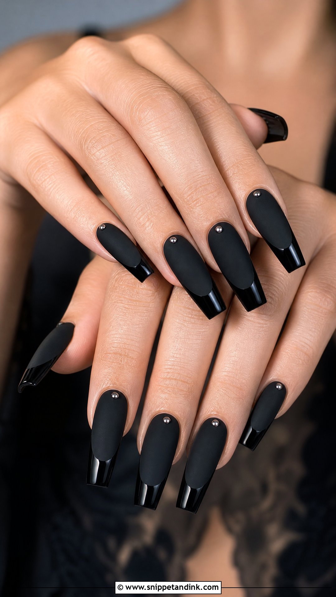 Matte Black Goth Wedding Nails - Snippet and Ink - 25 Goth Wedding Nails
