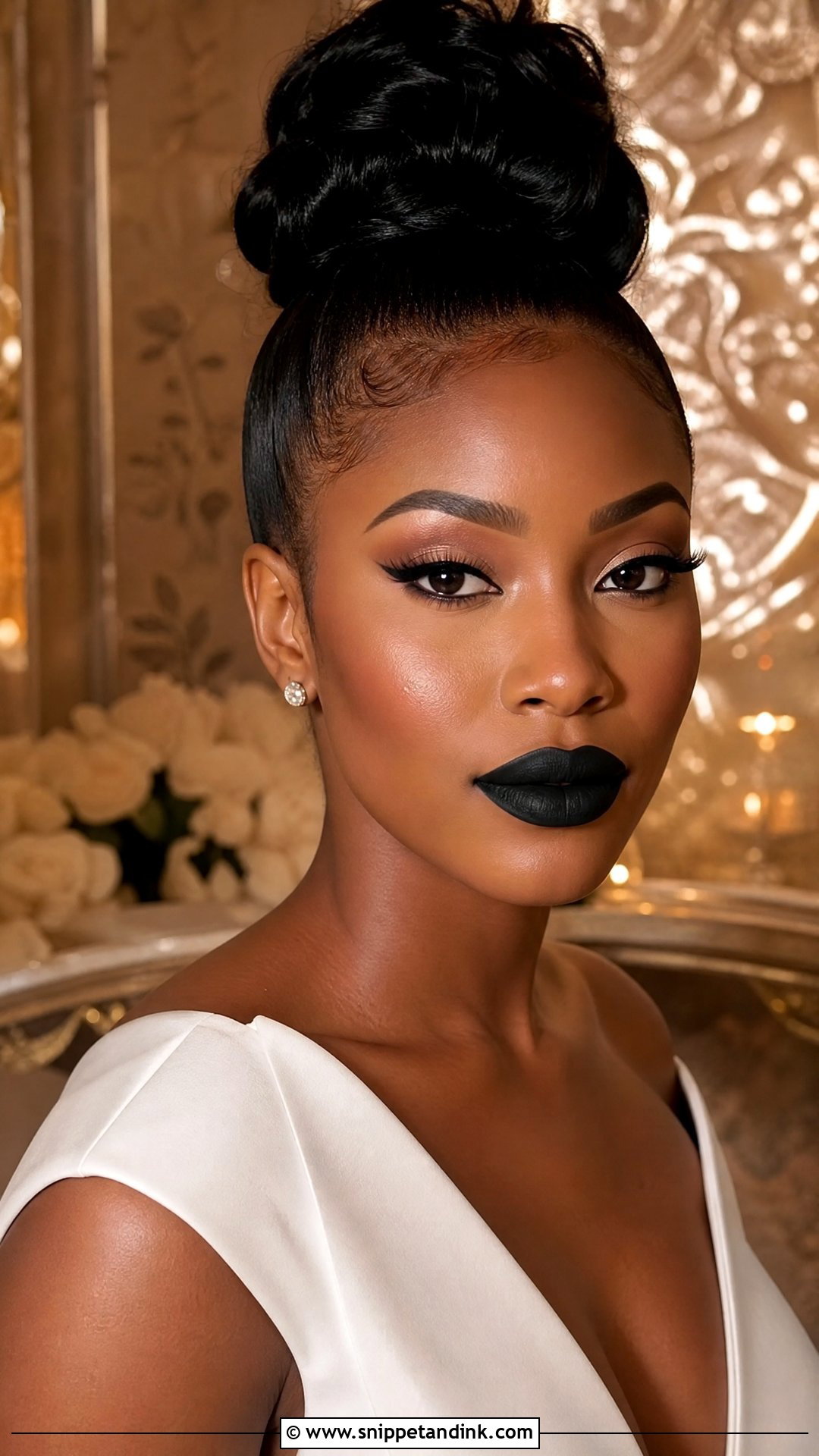 Matte Black Lip Wedding Makeup - Snippet and Ink - 20 Edgy Wedding Makeup Ideas