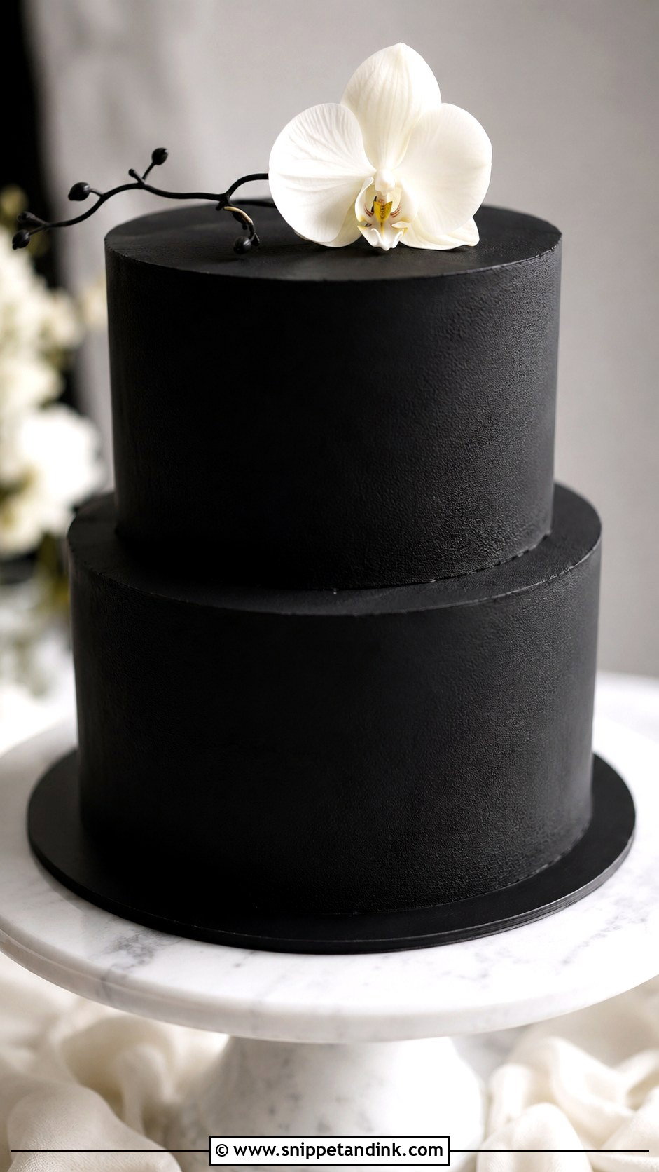 Matte Black Wedding Cake - Snippet and Ink - 20 Black Minimalist Cake Ideas for Wedding