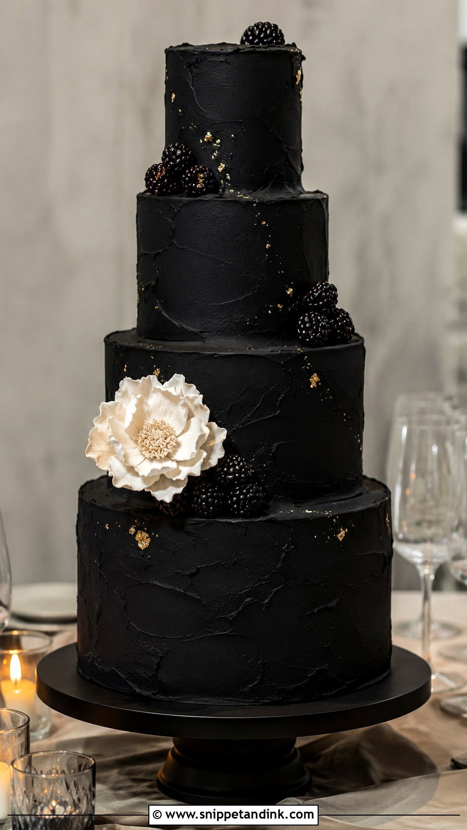 Matte Black Wedding Cake - Snippet and Ink - 30 Masculine Wedding Cake Ideas
