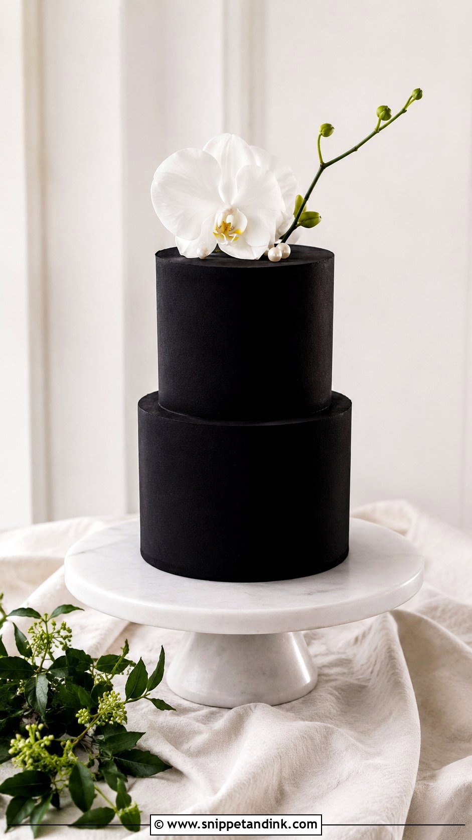Matte Black Wedding Cake - Snippet and Ink - 20 Black Colour Cake Design Ideas for Wedding